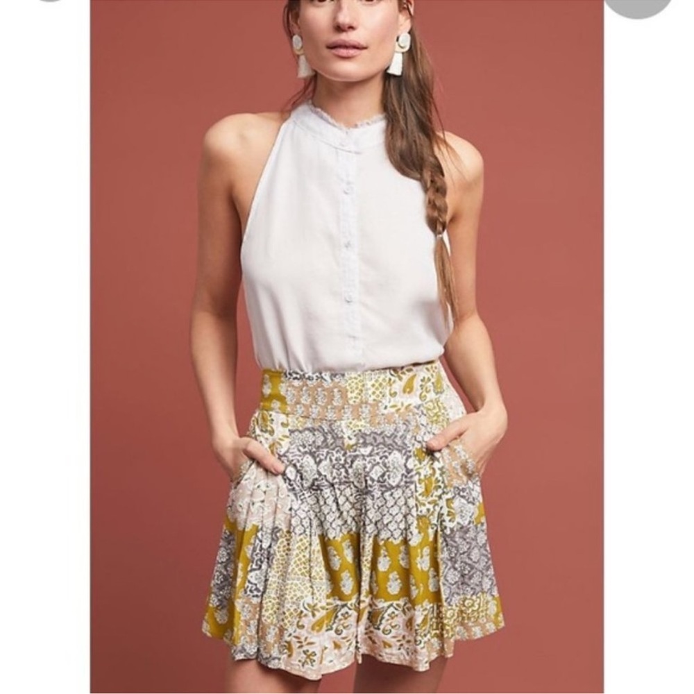 ANTHROPOLOGIE  NEW Maeve Flowy Floral Boho Patchwork Shorts SzS price firm!